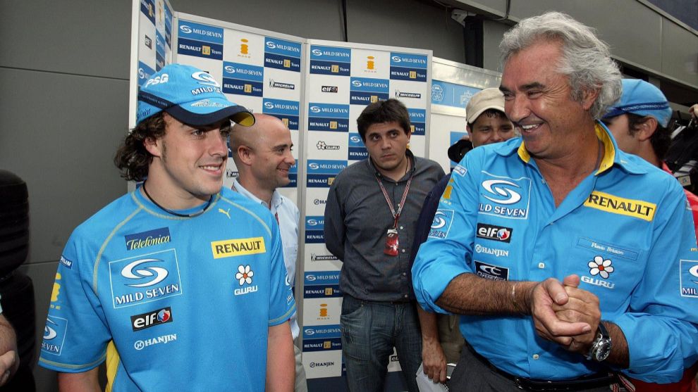 Fernando Alonso y Flavio Briatore en su (primera) poca en Renault.