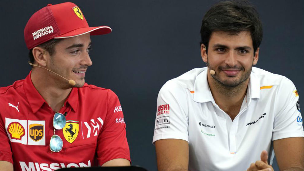 Leclerc y Sainz, durante el pasado Gran Premio de Japn, sern...