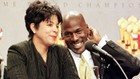 Juanita Vanoy y Michael Jordan, durante una rueda de prensa del mito.