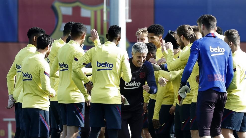 Setien and Barcelona players