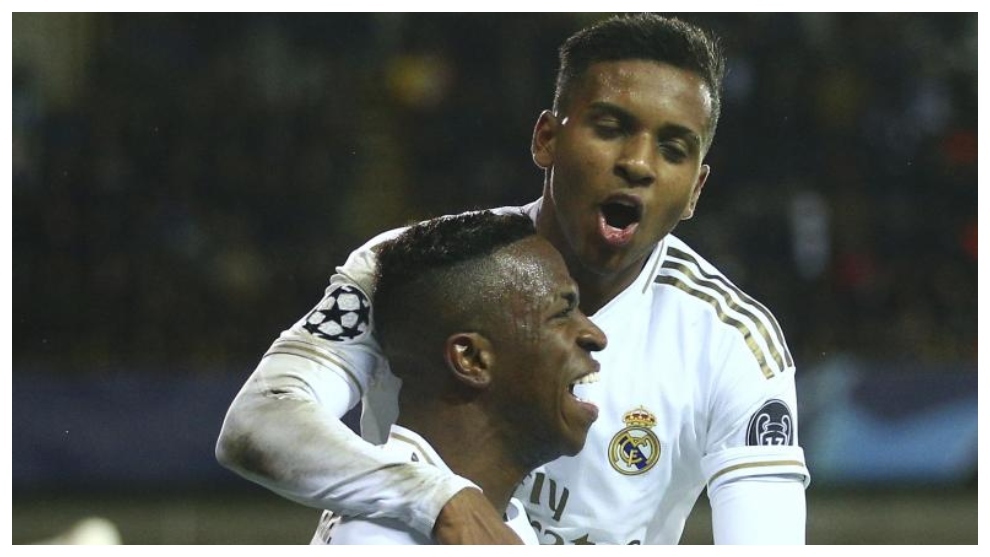 Vincius y Rodrygo celebran un gol con el Madrid.