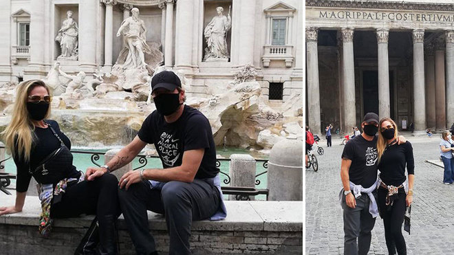 Totti, junto a su esposa en Roma.