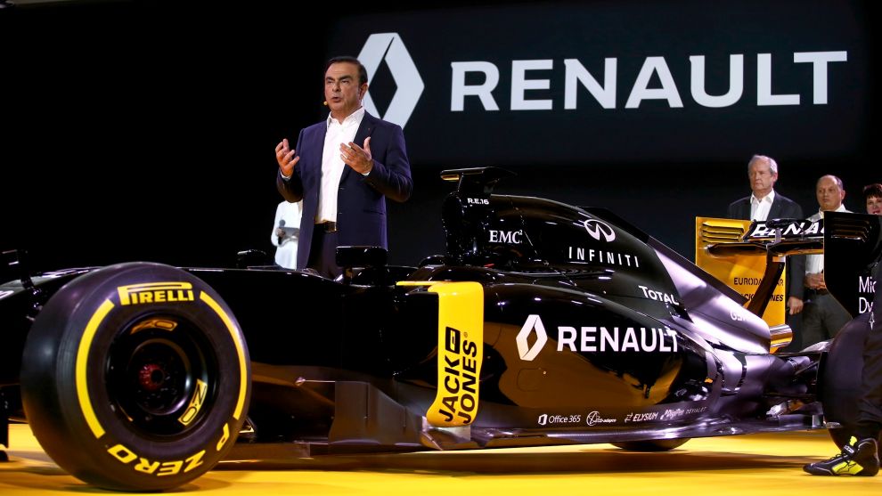 Ghosn, en una presentacin del equipo Renault de F1.