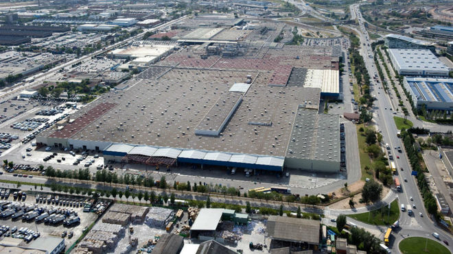 Vista area de la principal planta de Nissan en Barcelona.
