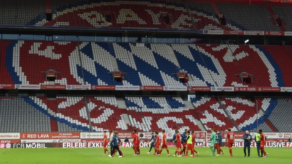 Los jugadores del Bayern celebran la goleada sobre el Fortuna...