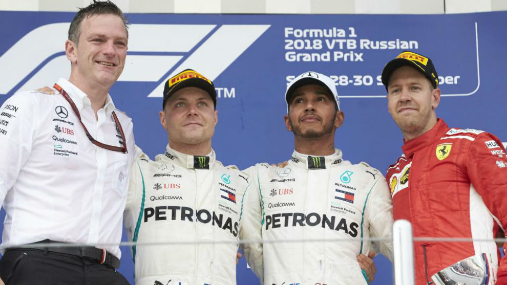 Allison, junto a Hamilton y Vettel en el podio del Gran Premio de...