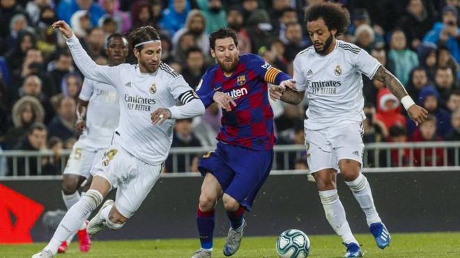 Sergio Ramos and Marcelo with Messi.