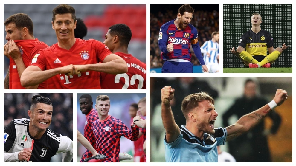 Lewandowski, Messi, Haaland, Cristiano, Werner and  Immobile