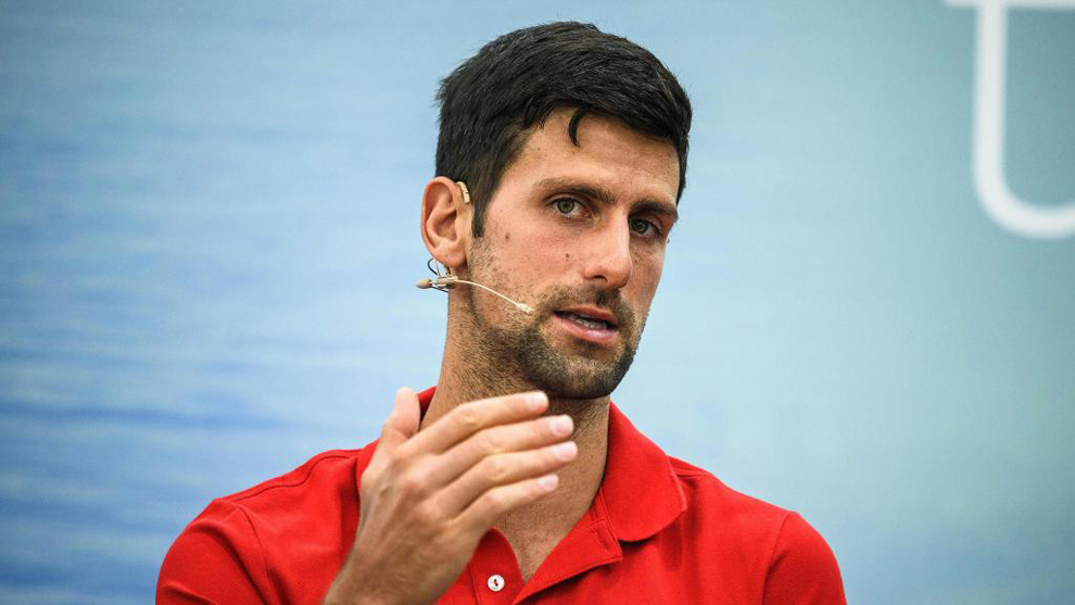 Novak Djokovic durante una conferencia de prensa