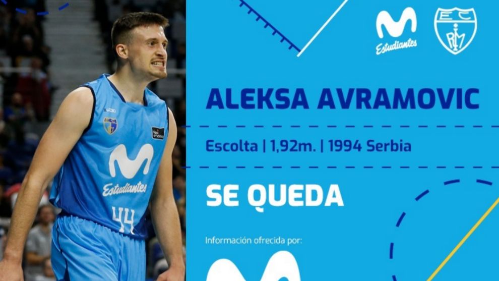 Aleksa Avramovic se queda una temporada ms en el Movistar Estudiantes