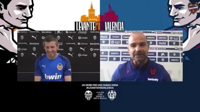 Celades y Paco Lpez durante su rueda de prensa conjunta virtual.