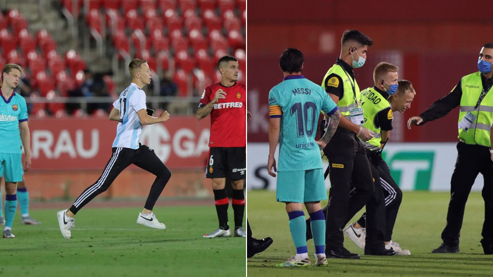 Pitch invader makes it onto the Mallorca pitch... behind closed doors!