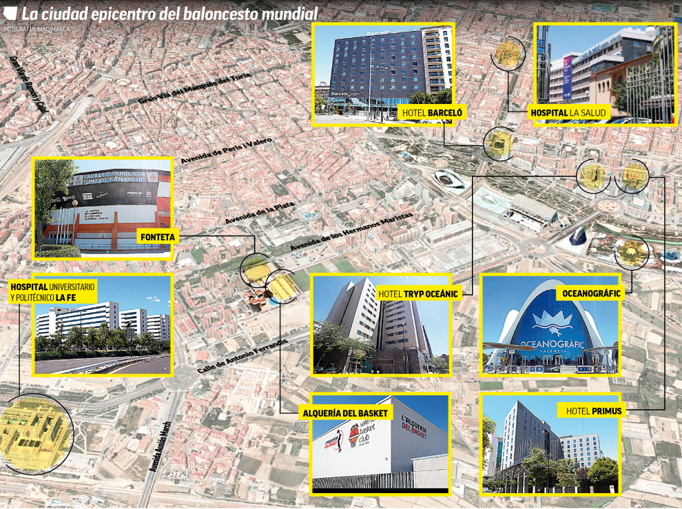 Mapa de la zona de Valencia en la que estará concentrado todo el...
