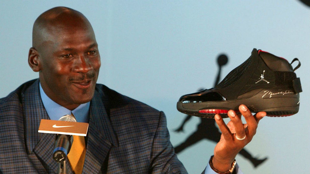 Michael Jordan, en una rueda de prensa con Nike