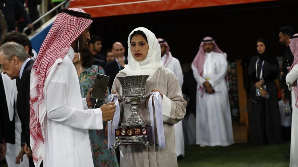 The Supercopa de Espana award ceremony in Saudi Arabia.