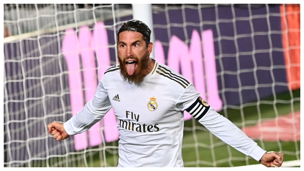 Sergio Ramos celebra el gol con el que el Madrid derrot al Getafe.