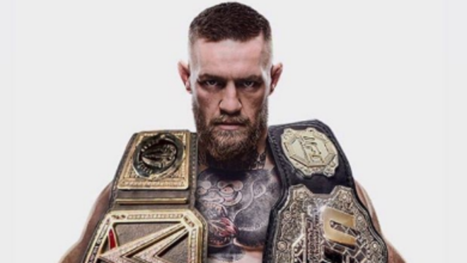 Imagen de McGregor manipulada con los ttulos de campen de UFC y...