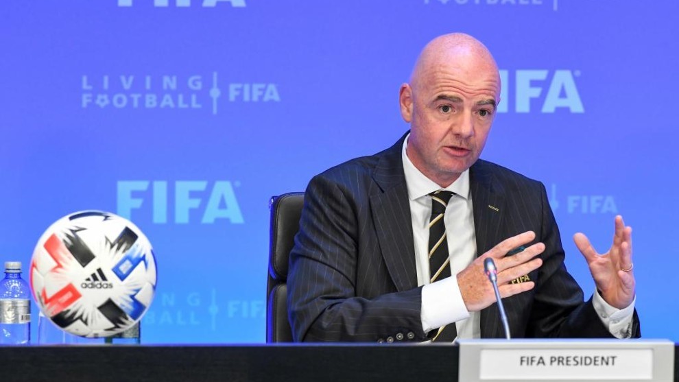 Infantino, presidente de la FIFA, en una rueda de prensa.