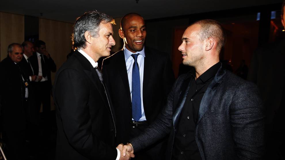 Sneijder y Mourinho en la gala del Baln de Oro