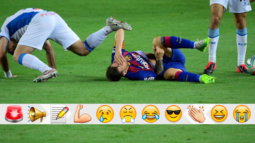 Messi se duele en el suelo