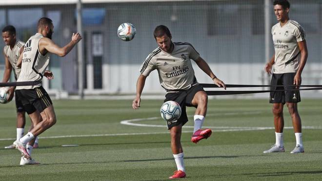 Hazard, en un entrenamiento del Real Madrid
