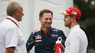 Vettel, Marko y Horner.