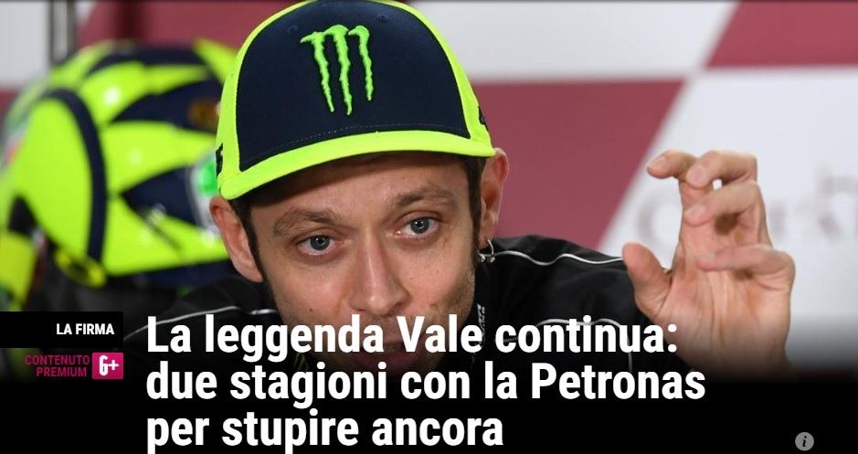 La Gazzetta: Rossi firma con Petronas