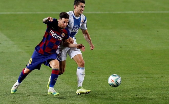 Messi durante el aprtido ante el Espanyol.