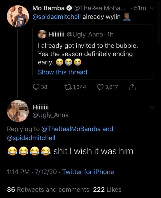 Mo Mamba mostró en su cuenta de Twitter que jugadores invitan a mujeres a la burbuja para tener sexo