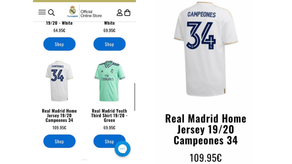 Real Madrid prematurely put celebratory shirts on online store by mistake