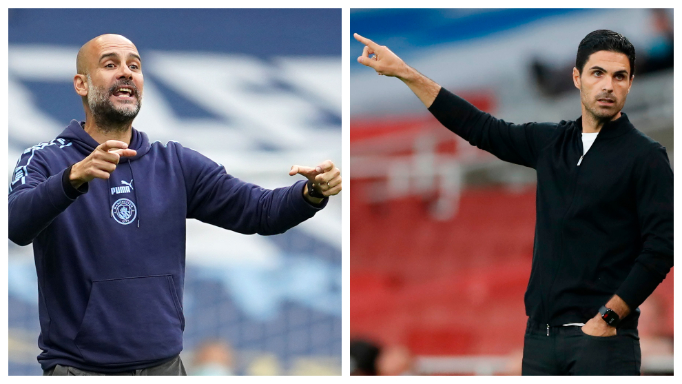 Guardiola y Arteta, entrenadores de Manchester City y Arsenal