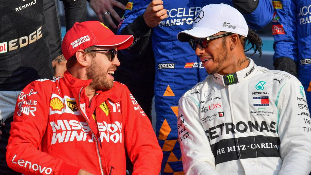 Sebastian Vettel y Lewis Hamilton.
