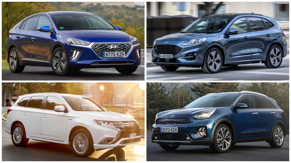 El Hyundai Ioniq, el Ford Kuga, el Mitsubishi Outlander y el Kia Niro PHEV.