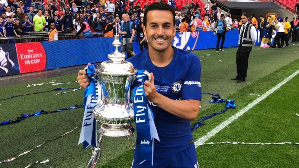 Pedro, celebrando un titulo con el Chelsea