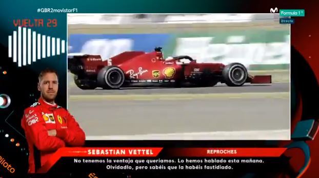 Sebastian Vettel reprocha por radio a su equipo.