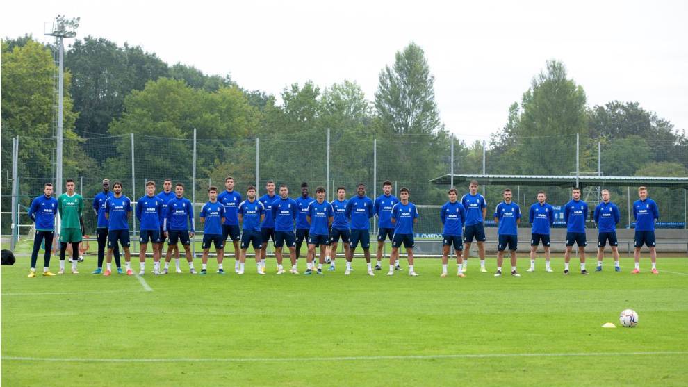 Primer entrenamiento del Real Oviedo en grupo