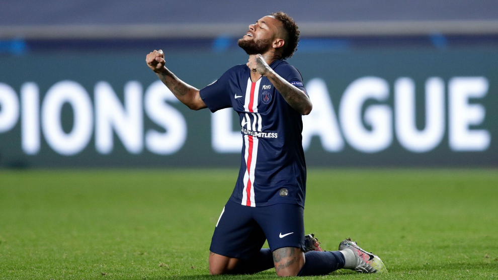 Neymar Jr celebrando el pase del PSG a la Final de la UEFA Champions...