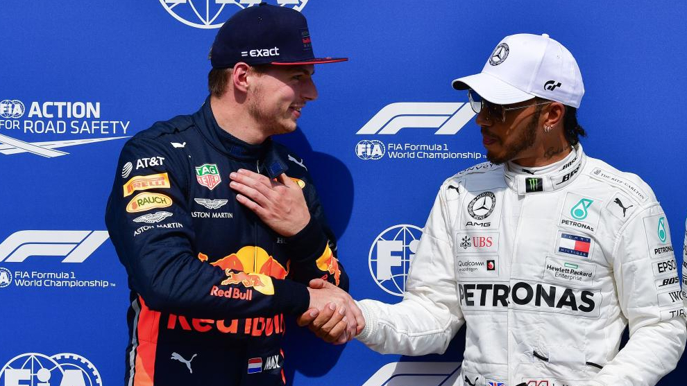 Max Verstappen y Lewis Hamilton.
