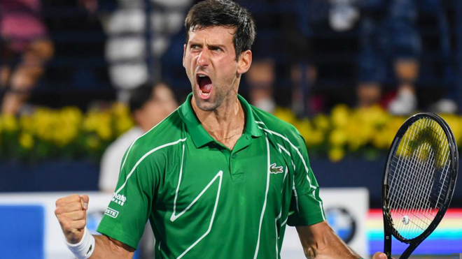 Novak Djokovic celebra su victoria en el Dubai Duty Free Tennis...