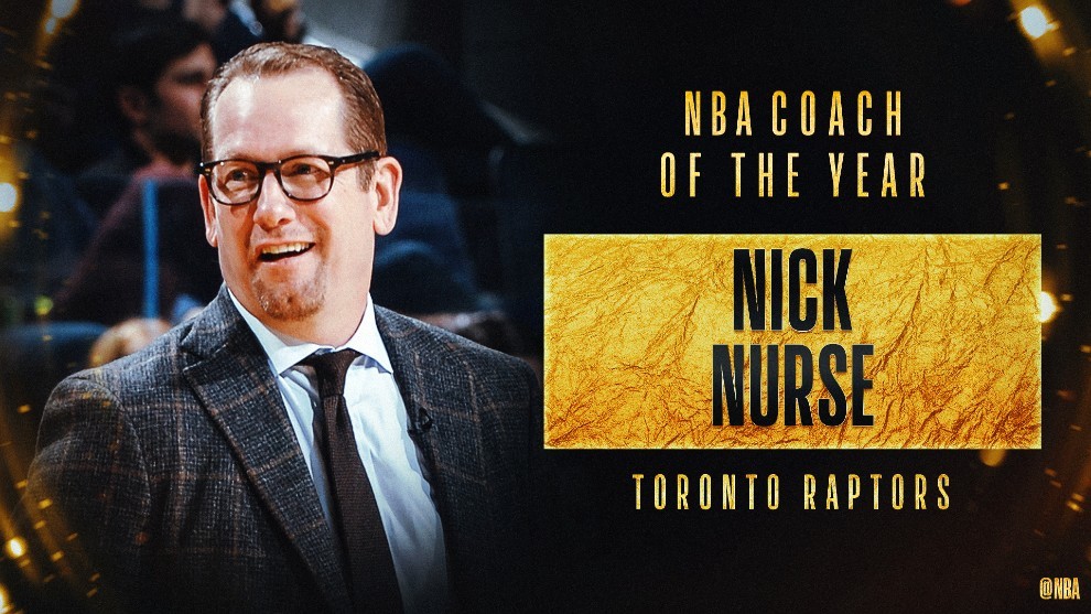Nick Nurse, tcnico de los Raptors, elegido Entrenador del Ao