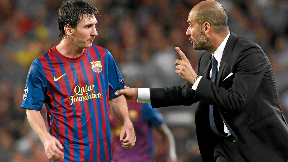 Leo Messi con Pep Guardiola en el Barcelona en 2011