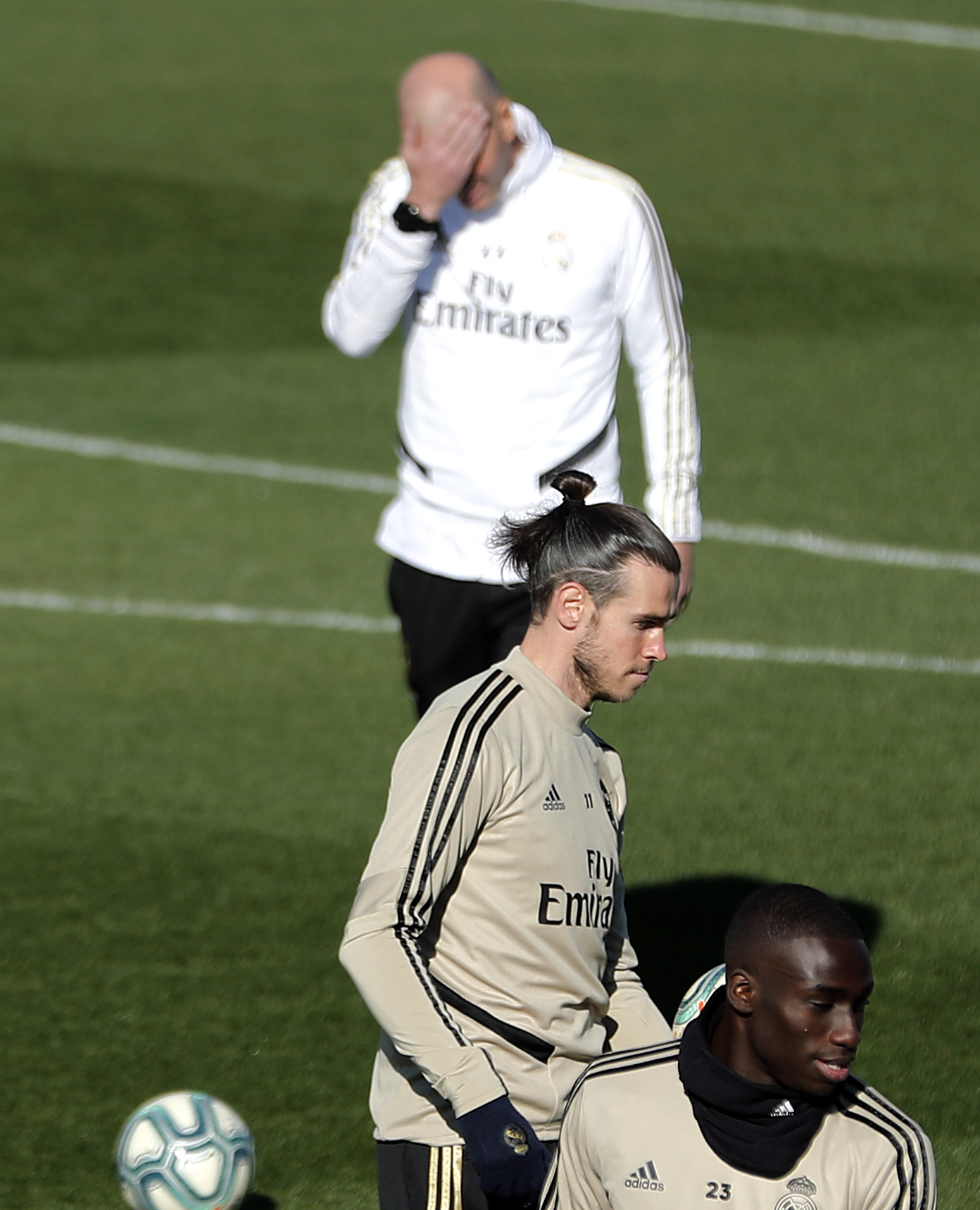 Zidane y Bale, en un entrenamiento con el Real Madrid.