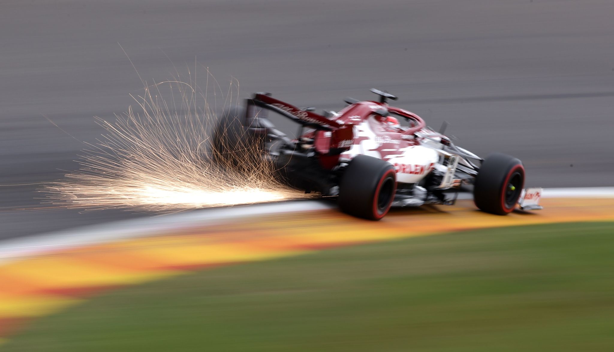 TOPSHOT - Alfa Romeos Finnish driver Kimi lt;HIT gt;Raikkonen lt;/HIT gt; during the first practice session at the Spa-Francorchamps circuit in Spa on August 28, 2020 ahead of the Belgian Formula One Grand Prix. (Photo by Lars Baron / AFP)