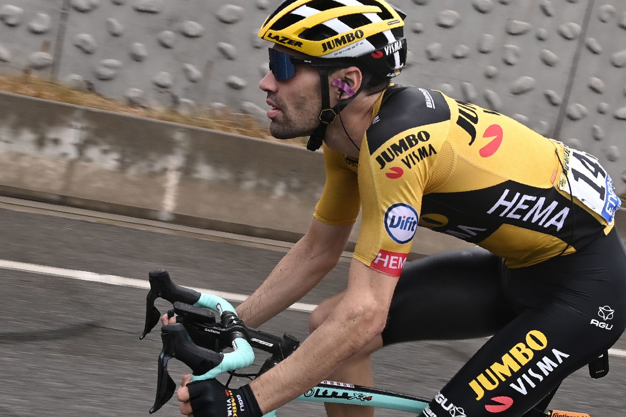 Team Jumbo rider Netherlands' Tom lt;HIT gt;Dumoulin lt;/HIT gt; rides during the 1st stage of the 107th edition of the Tour de France cycling race, 156 km between Nice and Nice, on August 29, 2020. (Photo by Anne-Christine POUJOULAT / AFP)