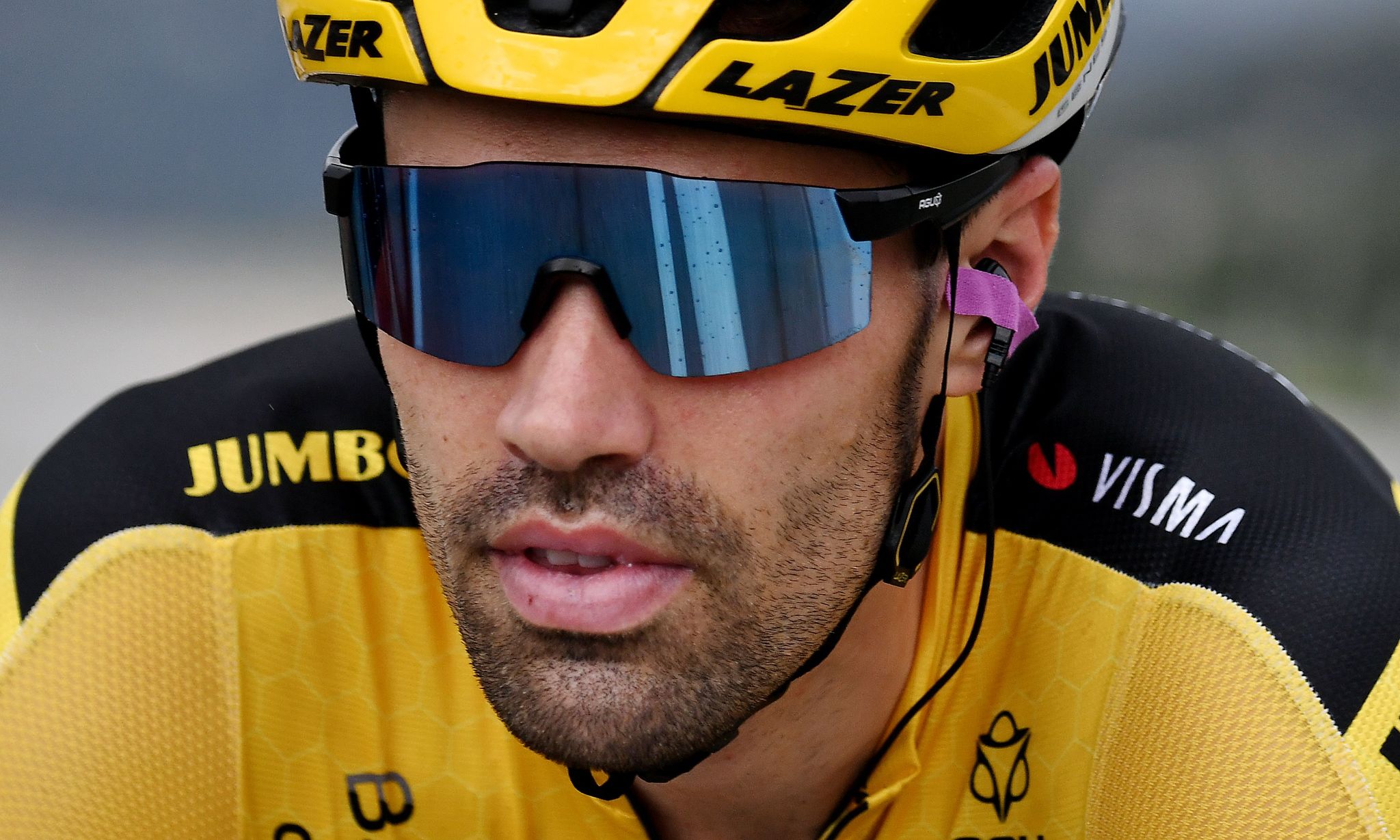 Team Jumbo rider Netherlands' Tom lt;HIT gt;Dumoulin lt;/HIT gt; compete during the 1st stage of the 107th edition of the Tour de France cycling race, 156 km between Nice and Nice, on August 29, 2020. (Photo by Marco Bertorello / AFP)