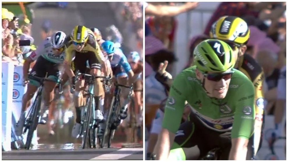 La etapa 11 del Tour finaliz con una polmica manioBra de Sagan frente a van Aert