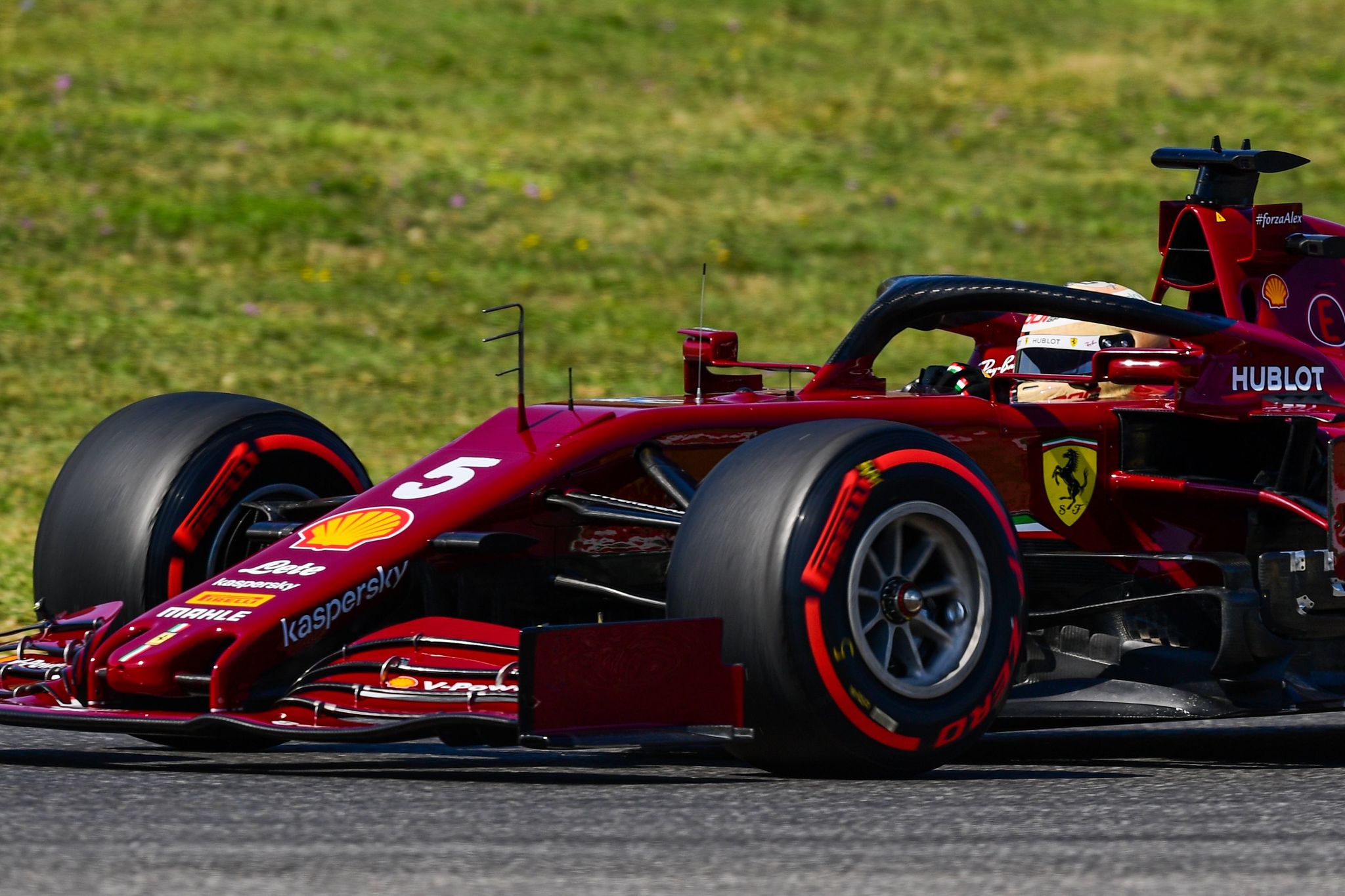 Ferrari's German driver Sebastian lt;HIT gt;Vettel lt;/HIT gt; drives during the first practice session at the Mugello circuit ahead of the Tuscany Formula One Grand Prix in Scarperia e San Piero on September 11, 2020. (Photo by Miguel MEDINA / AFP)