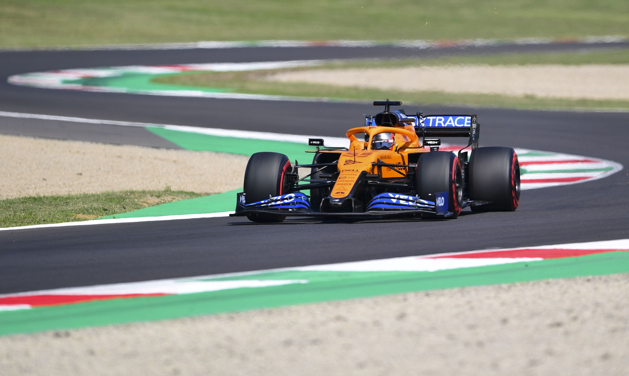 Mugello (Italy), 12/09/2020.- Spanish Formula One driver Carlos lt;HIT gt;Sainz lt;/HIT gt; of McLaren in action during the third practice session of the Formula One Grand Prix of Tuscany at the race track in Mugello, Italy 12 September 2020. The 2020 Formula One Grand Prix of Tuscany will take place on 13 September 2020. (Frmula Uno, Italia) EFE/EPA/Claudio Giovannini / Pool