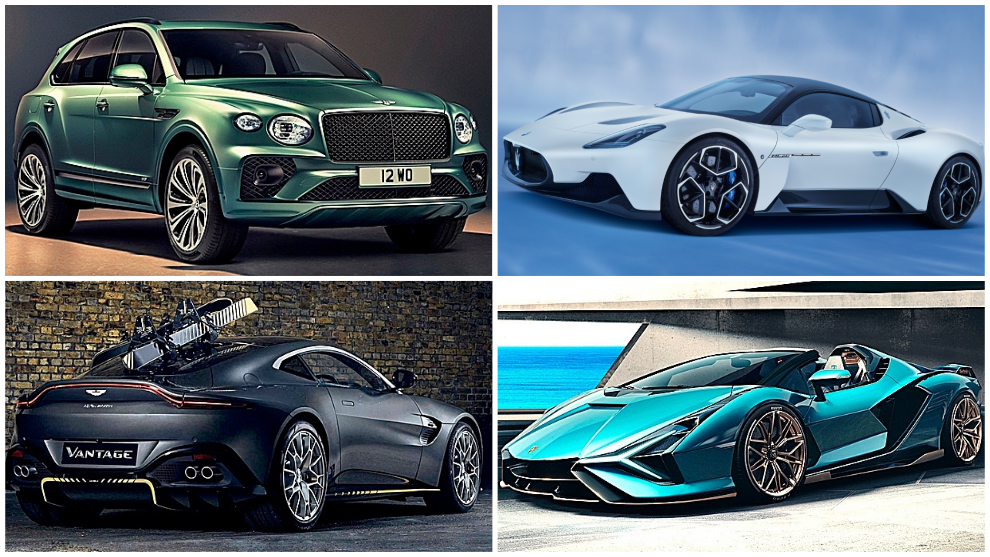 Bentley Bentayga, Maserati MC20, Aston Martin Vantage 007 y Lamborghini Sián Cabrio.
