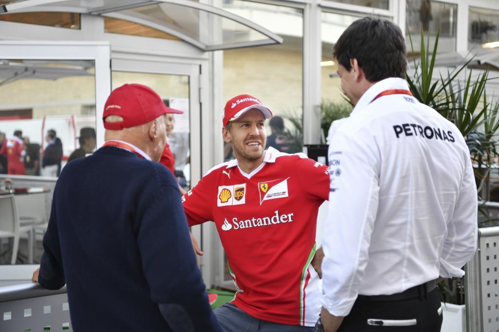 Lauda, Vettel y Wolff.